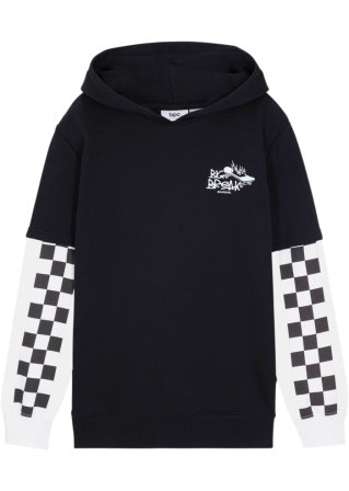 Jungen Layer Kapuzensweatshirt in schwarz von vorne - bpc bonprix collection