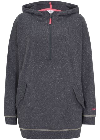 leichtes Long-Sweatshirt mit Kapuze in grau von vorne - bpc bonprix collection
