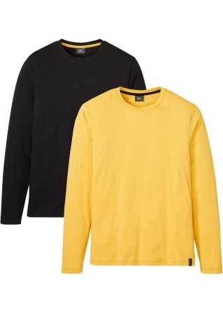 Langarmshirt mit Komfortschnitt  (2er Pack) in gelb von vorne - bpc bonprix collection