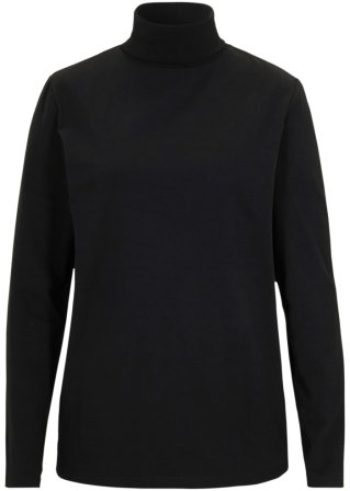 Essential Langarmshirt mit Rollkragen, seamless in schwarz von vorne - bpc bonprix collection