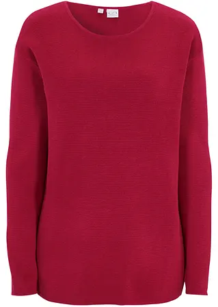 Milano Rib Pullover mit Rundhals in pink von vorne - bonprix