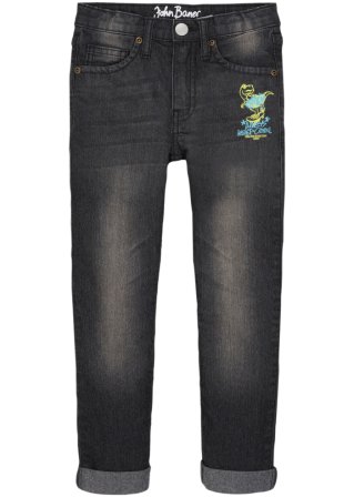 Jungen Jeans mit Graffiti Print, Slim Fit in grau von vorne - John Baner JEANSWEAR