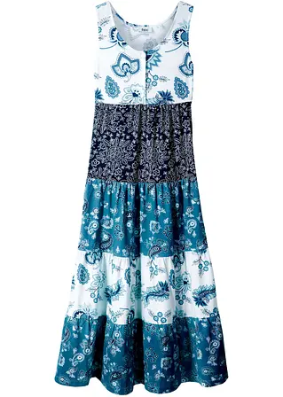 Maxi-Jerseykleid aus reiner Bio-Baumwolle in weiß von vorne - bonprix