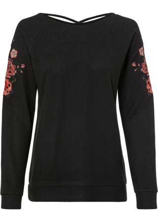 Pullover mit Schnürung in schwarz von vorne - RAINBOW
