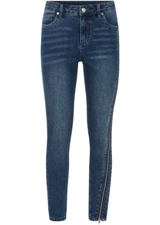 Jeans mit Reißverschluss-Detail in blau von vorne - BODYFLIRT
