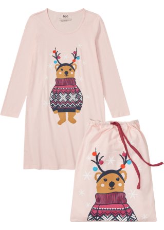Nachthemd mit Geschenktasche in rosa von vorne - bpc bonprix collection