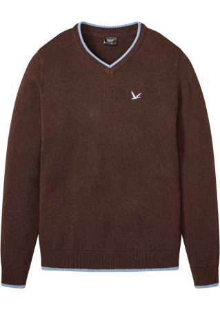 Pullover mit V-Ausschnitt in braun von vorne - bpc bonprix collection