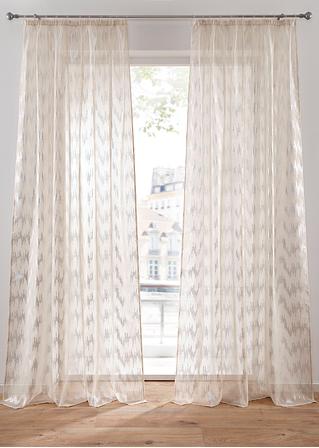 Gardine mit Glanzdruck (1er Pack) in beige - bpc living bonprix collection