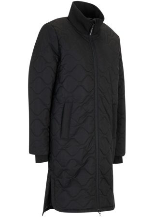 Ultraleichter Mantel mit extra Beutel, gesteppt, wasserabweisend in schwarz von vorne - bpc bonprix collection