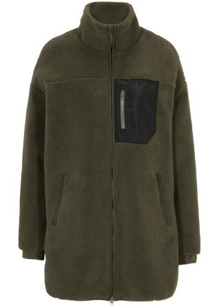 Teddy-Fleece Jacke in grün von vorne - bpc bonprix collection