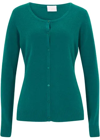 Wollstrickjacke mit Good Cashmere Standard®-Anteil in grün von vorne - bonprix PREMIUM