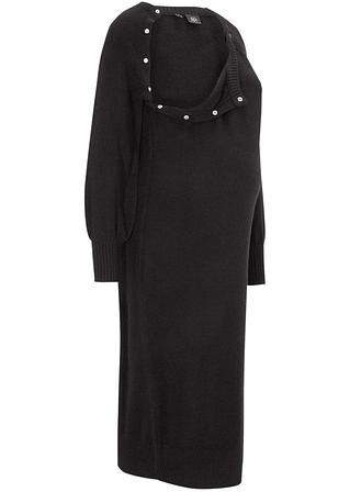 Umstandsstrickkleid / Stillstrickkleid in schwarz von vorne - bpc bonprix collection
