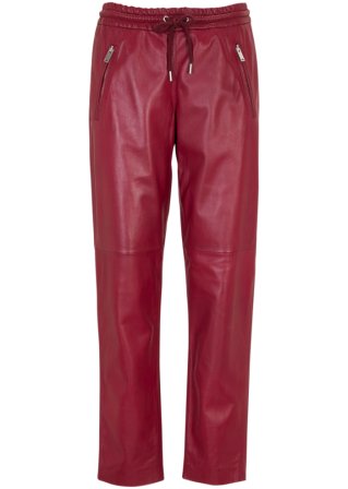 Leder-Joggpants aus Lammnappa in rot von vorne - bonprix PREMIUM