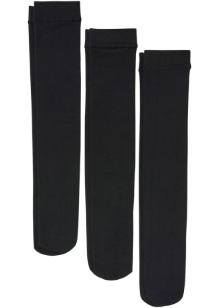 Thermo Kniestrümpfe (3er Pack)120den in Feinstrumpfqualität mit Innenfleece in schwarz von vorne - bpc bonprix collection