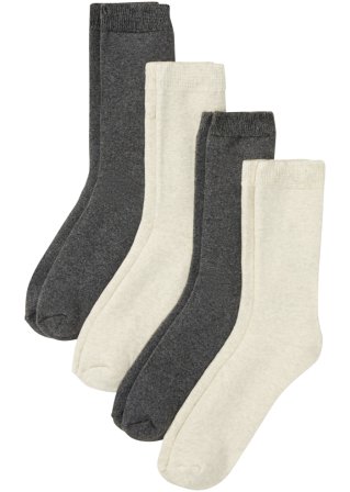 Thermo Socken (4er Pack) mit Innenfrottee in weiß von vorne - bpc bonprix collection