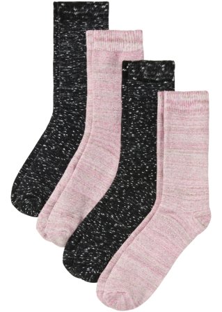 Thermo Socken (4er Pack) in Multimelange Optik in schwarz von vorne - bpc bonprix collection