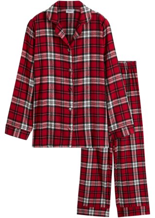 Gewebter Pyjama aus Flanell in rot von vorne - bpc bonprix collection