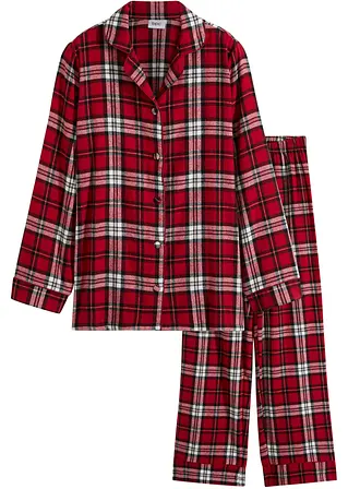 Gewebter Pyjama aus Flanell in rot von vorne - bonprix