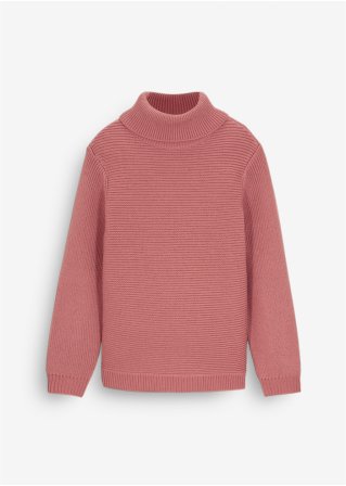Mädchen Rollkragen Pullover in rosa von vorne - bpc bonprix collection