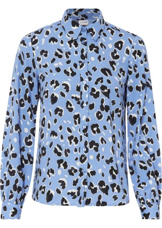 bedruckte Bluse in blau von vorne - BODYFLIRT