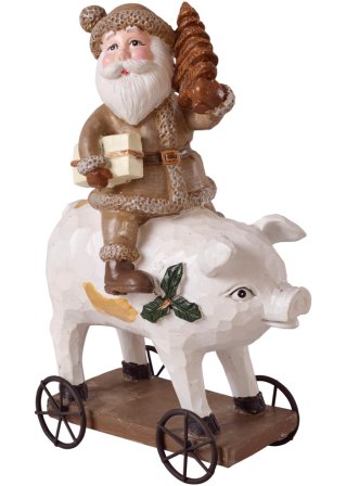 Deko-Figur Santa auf Schwein in beige - bpc living bonprix collection