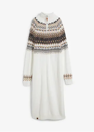 Norweger-Strickkleid in weiß von vorne - bonprix