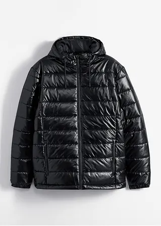 Steppjacke mit Kapuze in schwarz von vorne - RAINBOW