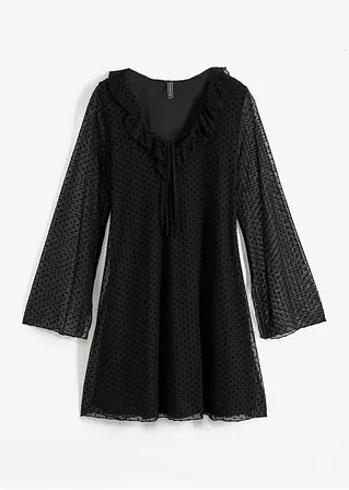 Minikleid aus Mesh in schwarz von vorne - bonprix
