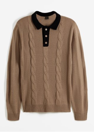 Pullover mit Polokragen in braun von vorne - bpc selection