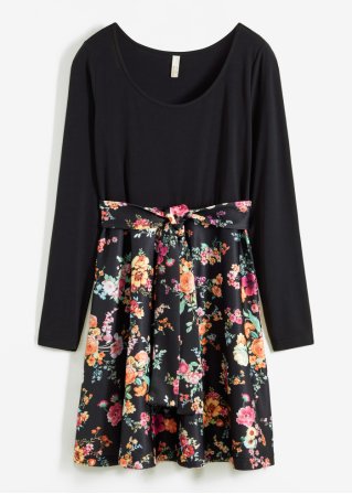 Kleid mit Schleife in schwarz von vorne - BODYFLIRT boutique