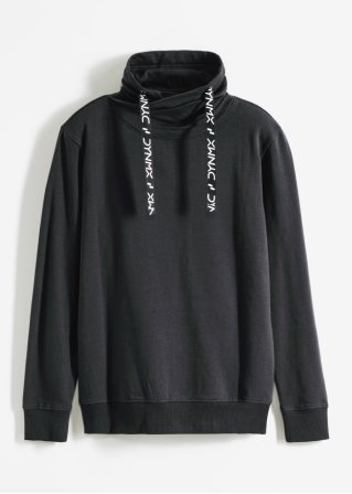 Sweatshirt mit sportlichen Details aus nachhaltiger Baumwolle in schwarz von vorne - bpc bonprix collection