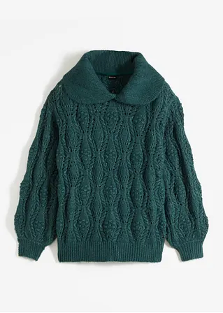 Pullover mit Struktur in grün von vorne - BODYFLIRT