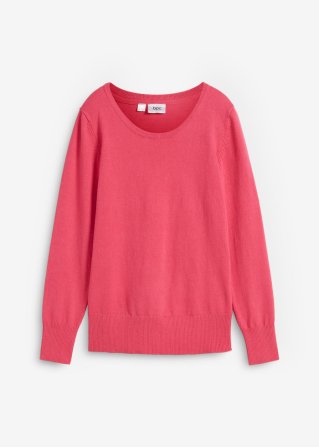 Basic Pullover mit recycelter Baumwolle in pink von vorne - bpc bonprix collection