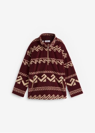 Fleece Sweatshirt mit Troyer in rot von vorne - bpc bonprix collection