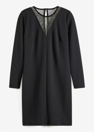 Kleid mit Glitzereinsatz  in schwarz von vorne - BODYFLIRT boutique