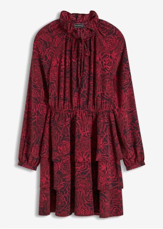 Chiffon-Kleid mit Volants in rot von vorne - RAINBOW