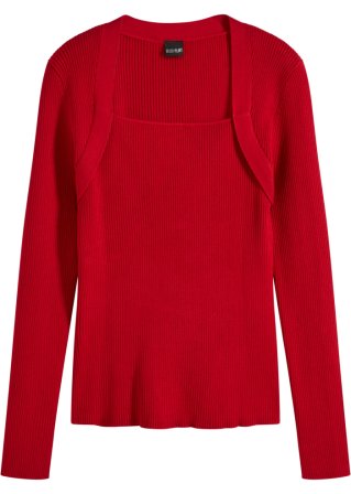 Pullover aus nachhaltiger Viskose in rot von vorne - BODYFLIRT