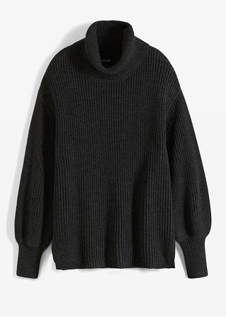 Rollkragenpullover in grau von vorne - BODYFLIRT