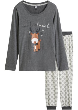 Pyjama aus weicher Baumwolle in weiß von vorne - bpc bonprix collection