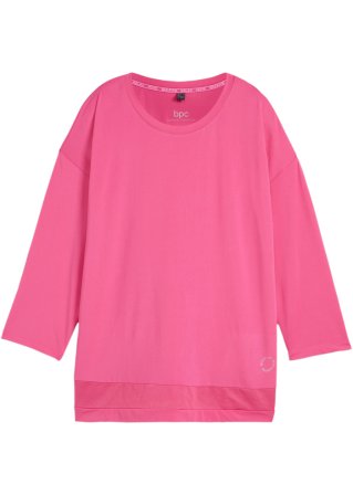 Sport-Shirt mit Mesh, ¾-Arm, schnelltrocknend in pink von vorne - bpc bonprix collection