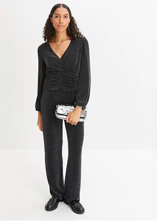 Jersey-Hose mit Glitzer-Effekt in schwarz im Look von vorne (Totalaufnahme) - bonprix