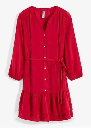 Blusenkleid aus Satin in rot von vorne - RAINBOW