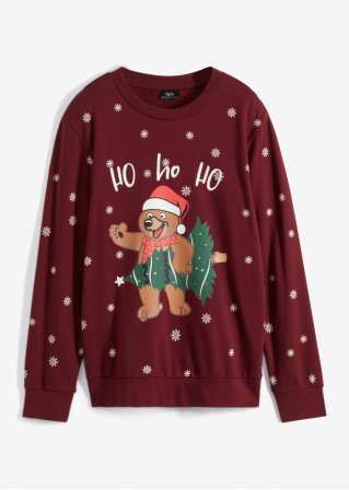 Sweatshirt mit Weihnachtsmotiv und recyceltem Polyester in rot von vorne - bpc bonprix collection