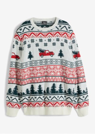 Pullover mit Weihnachtsmotiv in weiß von vorne - bpc bonprix collection