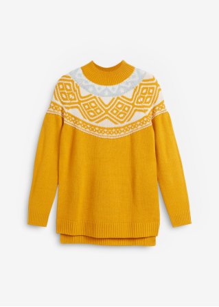 Norweger-Pullover mit Seitenschlitzen in orange von vorne - bpc bonprix collection