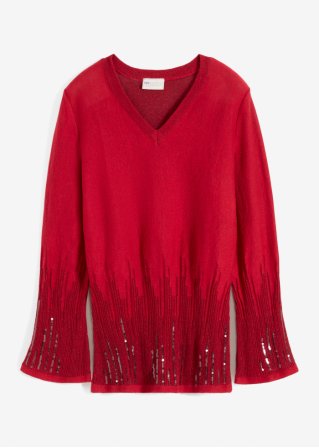 Pullover mit metallic Farbverlauf in rot von vorne - bpc selection premium