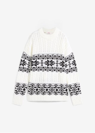 Norweger-Pullover in weiß von vorne - John Baner JEANSWEAR