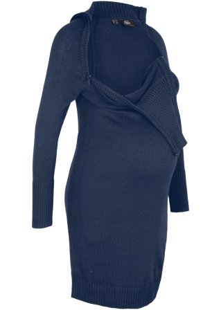 Umstands-Strickkleid mit Reißverschluss / Stillkleid in blau von vorne - bpc bonprix collection