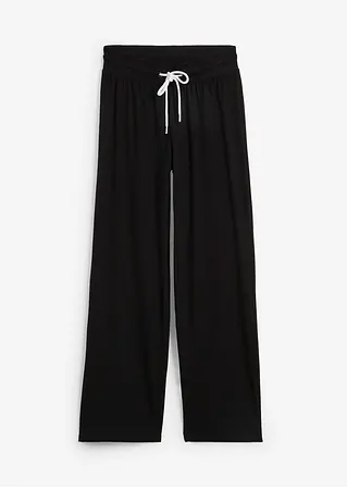 Jersey-Hose mit weitem Bein in schwarz von vorne - bonprix