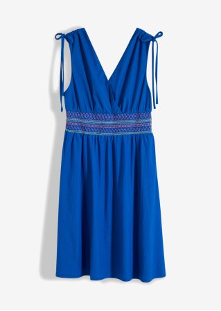 Kleid mit Raffung in blau von vorne - BODYFLIRT boutique